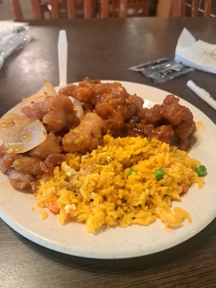 Fried Rice with Sesame Chicken and General TSO Chicken
